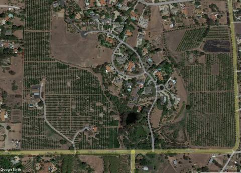 Aerial view of Lake Ridge Estates in Fallbrook, California