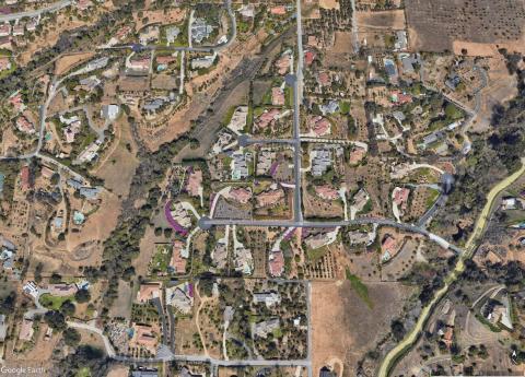 Aerial view of Magnolia Hills in Fallbrook, California